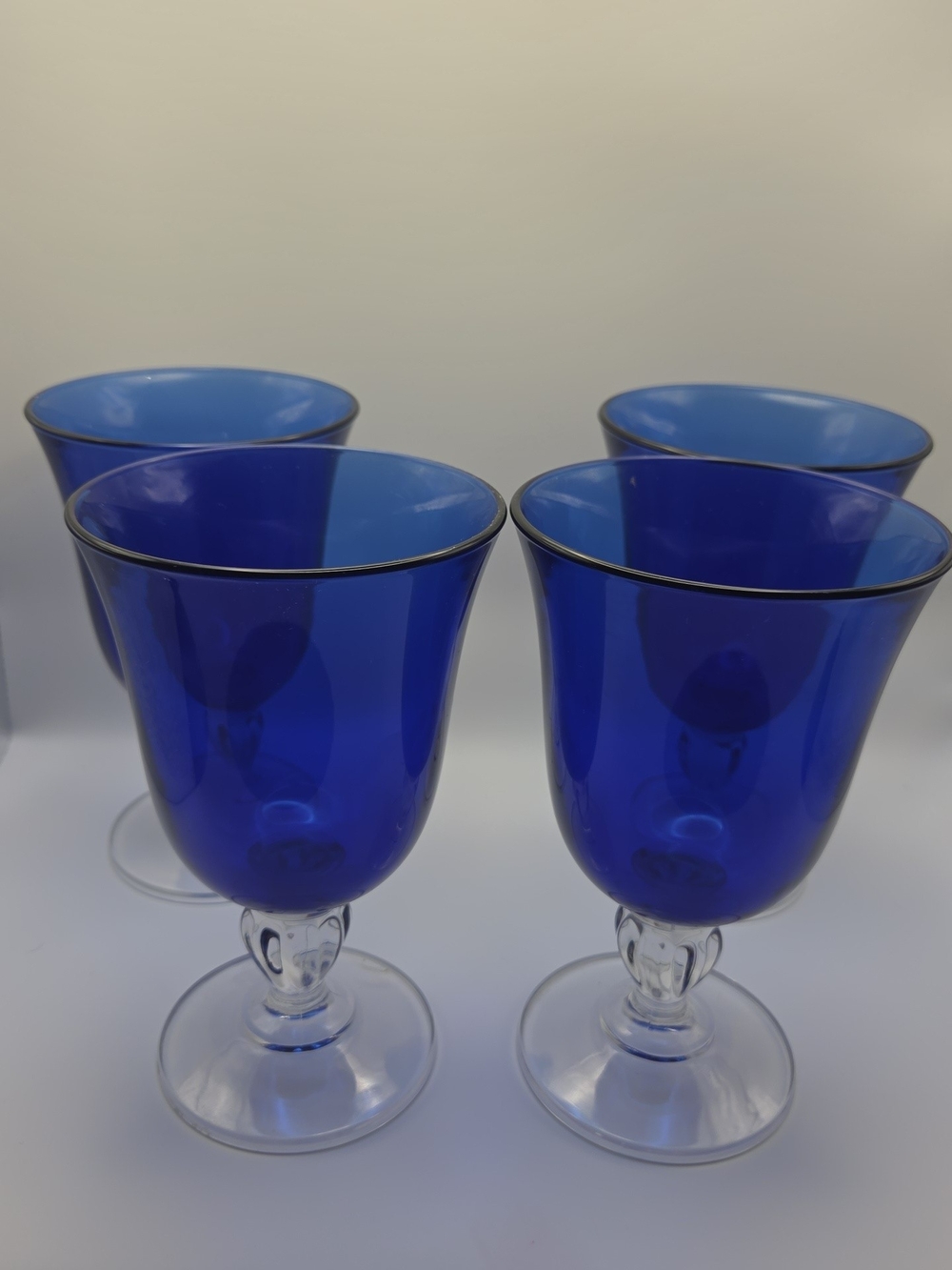 Cristal D'Arques Cobalt Blue Stemmed Glasses - Set of 4